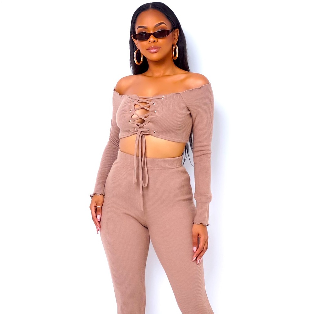 “Never Know” Taupe/Nude 2-Piece Set